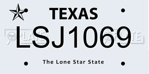 LSJ1069 Texas License Plate
