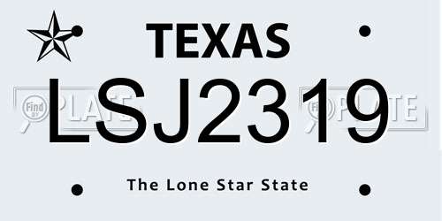 LSJ2319 Texas License Plate