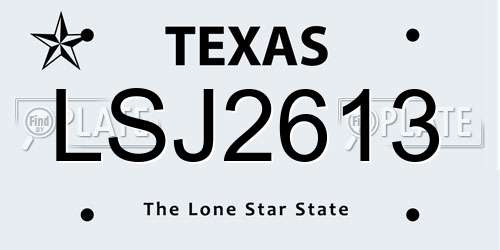 LSJ2613 Texas License Plate