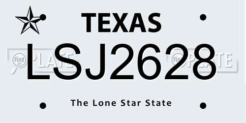 LSJ2628 Texas License Plate