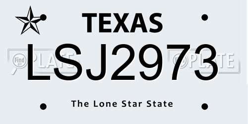 LSJ2973 Texas License Plate