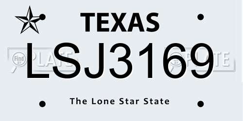 LSJ3169 Texas License Plate
