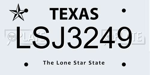 LSJ3249 Texas License Plate