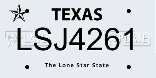 LSJ4261 Texas License Plate