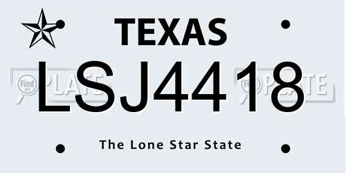 LSJ4418 Texas License Plate