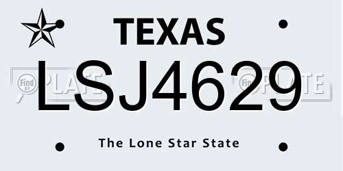 LSJ4629 Texas License Plate