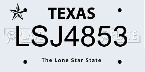 LSJ4853 Texas License Plate