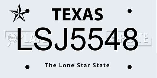 LSJ5548 Texas License Plate
