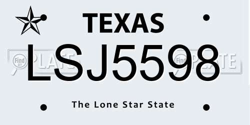 LSJ5598 Texas License Plate