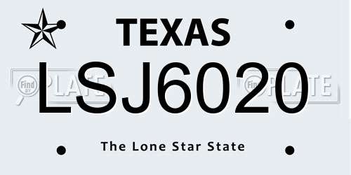 LSJ6020 Texas License Plate