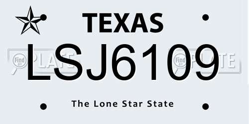 LSJ6109 Texas License Plate