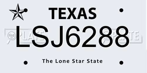 LSJ6288 Texas License Plate