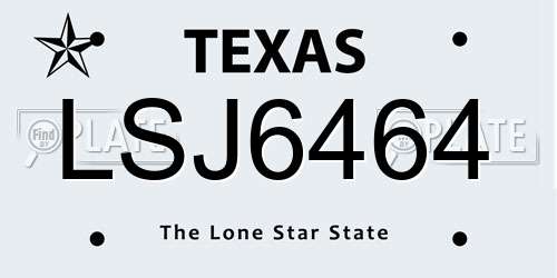 LSJ6464 Texas License Plate