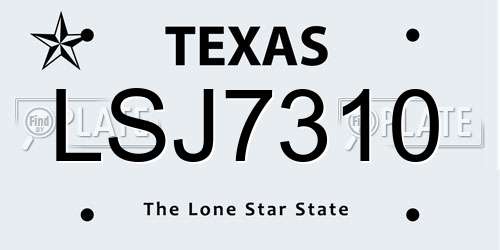 LSJ7310 Texas License Plate