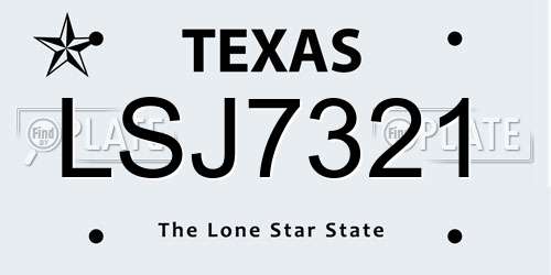 LSJ7321 Texas License Plate