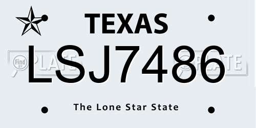 LSJ7486 Texas License Plate