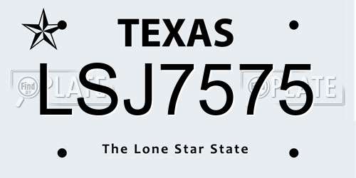 LSJ7575 Texas License Plate