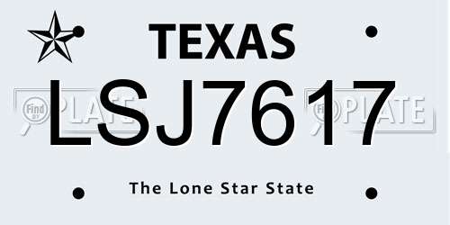 LSJ7617 Texas License Plate