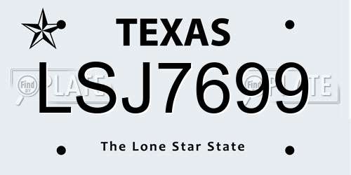 LSJ7699 Texas License Plate