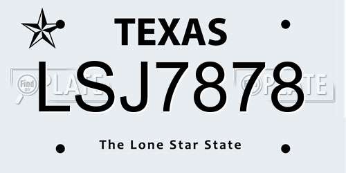 LSJ7878 Texas License Plate