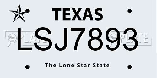 LSJ7893 Texas License Plate