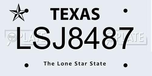 LSJ8487 Texas License Plate