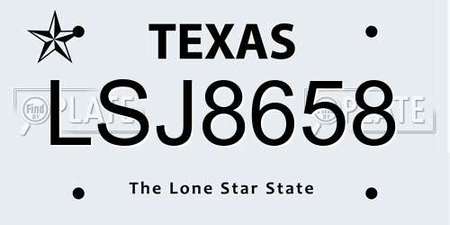 LSJ8658 Texas License Plate