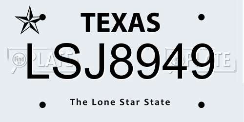LSJ8949 Texas License Plate