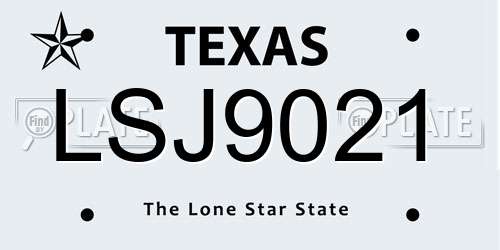 LSJ9021 Texas License Plate