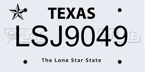 LSJ9049 Texas License Plate