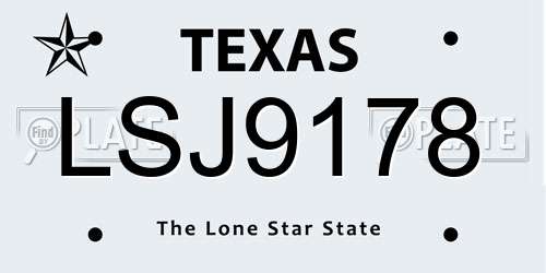 LSJ9178 Texas License Plate