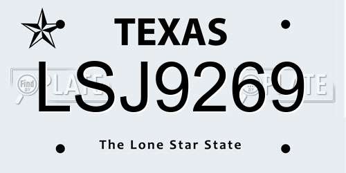 LSJ9269 Texas License Plate