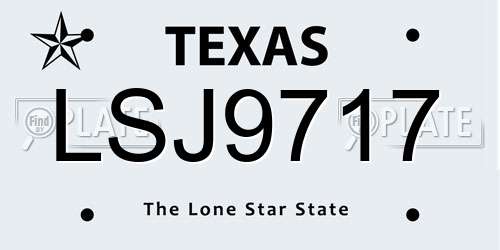 LSJ9717 Texas License Plate