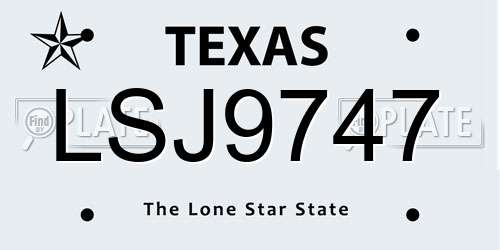 LSJ9747 Texas License Plate