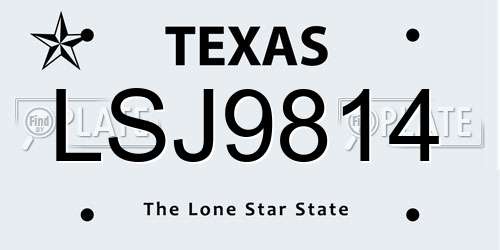LSJ9814 Texas License Plate