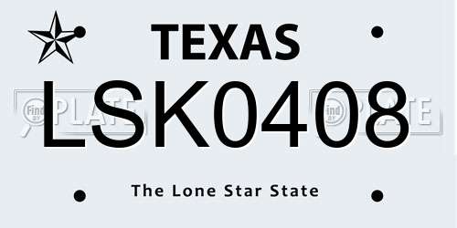 LSK0408 Texas License Plate