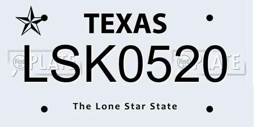 LSK0520 Texas License Plate