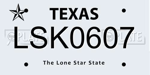 LSK0607 Texas License Plate