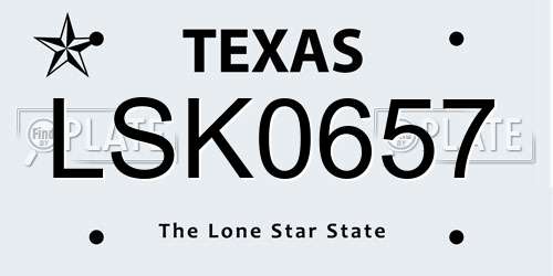 LSK0657 Texas License Plate