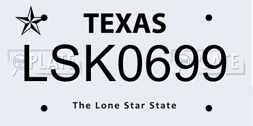 LSK0699 Texas License Plate