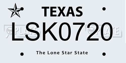 LSK0720 Texas License Plate