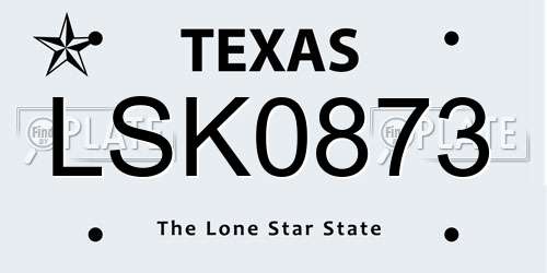 LSK0873 Texas License Plate