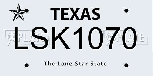LSK1070 Texas License Plate