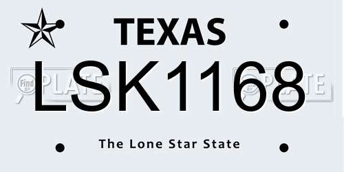 LSK1168 Texas License Plate