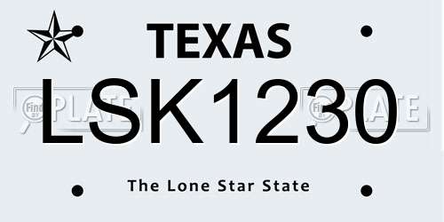 LSK1230 Texas License Plate
