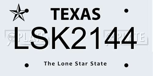 LSK2144 Texas License Plate