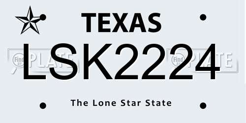 LSK2224 Texas License Plate