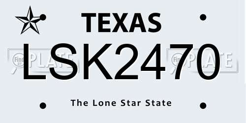 LSK2470 Texas License Plate