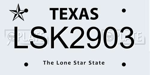 LSK2903 Texas License Plate