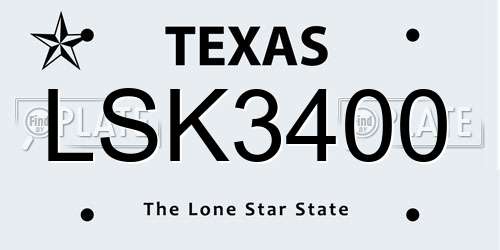 LSK3400 Texas License Plate